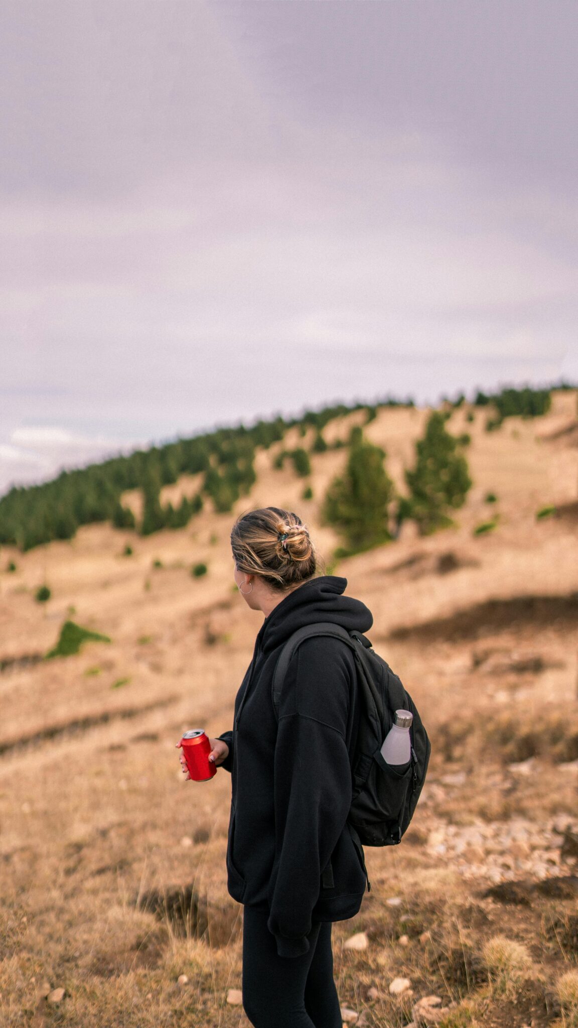 Person hiking through Vallcebre, Espanya, with scenic views and open fields.